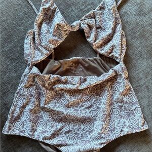 Acacia Swimwear Floral Bikini - Cream and Brown